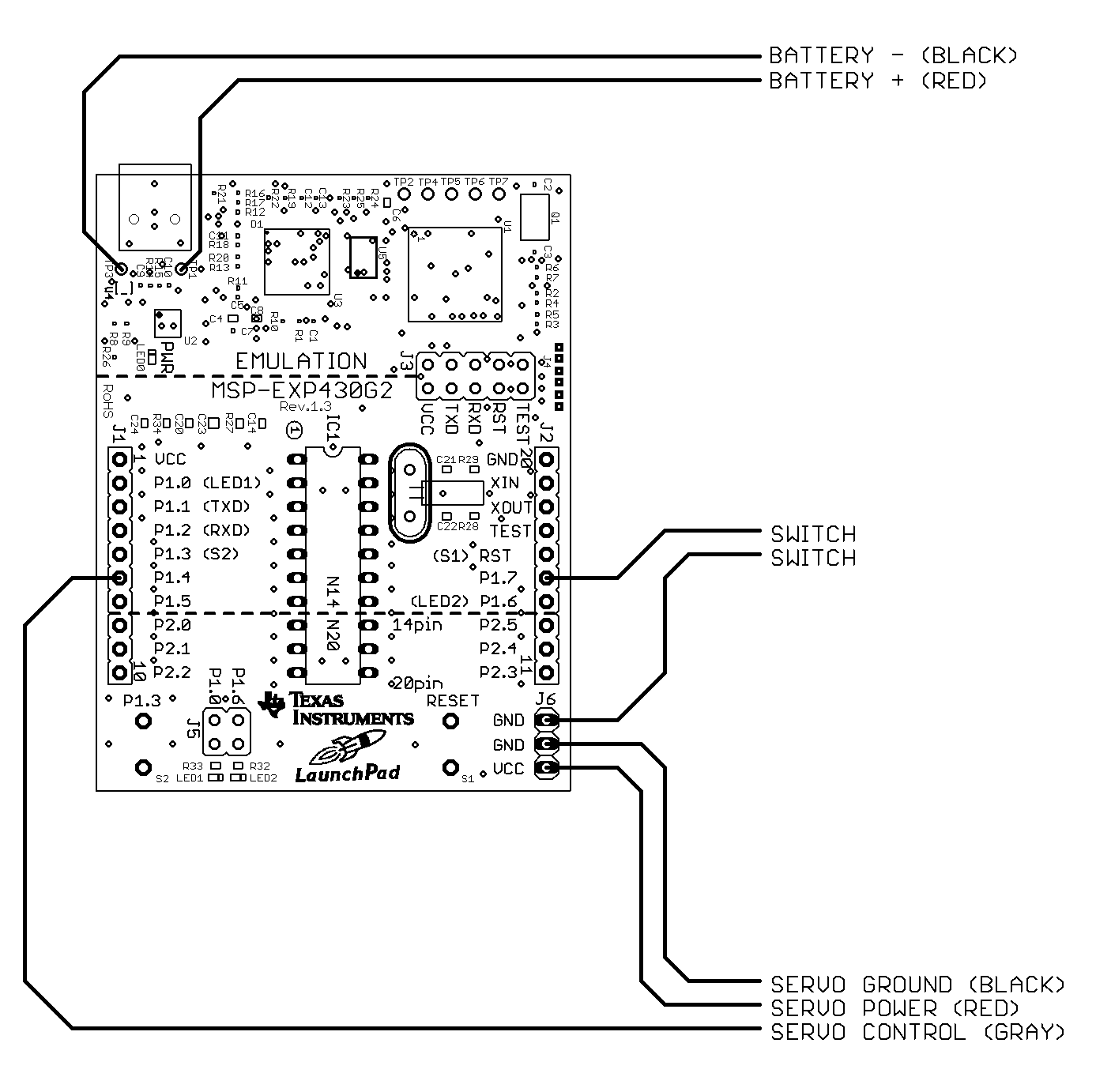 Wiring Diagram for the ServoChron low cost Servo Timer from U.S. Water Rockets