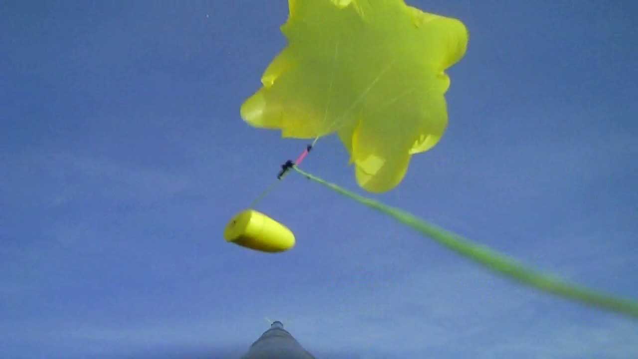 This is a shot showing our parachute filling and the nosecone we demonstrated how to make on waterrockets.multiply.com